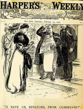 Anti-suffragist political cartoon